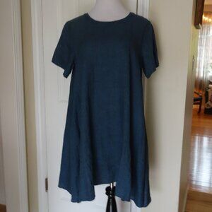 YUVITA Navy Linen Dress – Oversized Small